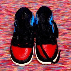 Air Jordans. Spiderman red and blue. good condition. Size 6c